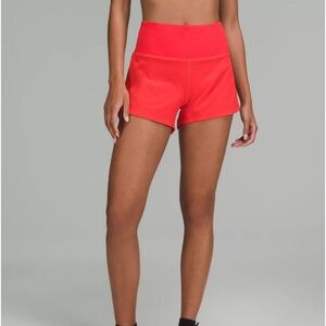 Lululemon Speed Up Mid-Rise Lined Short 4”. Size 6. Carnation Red color